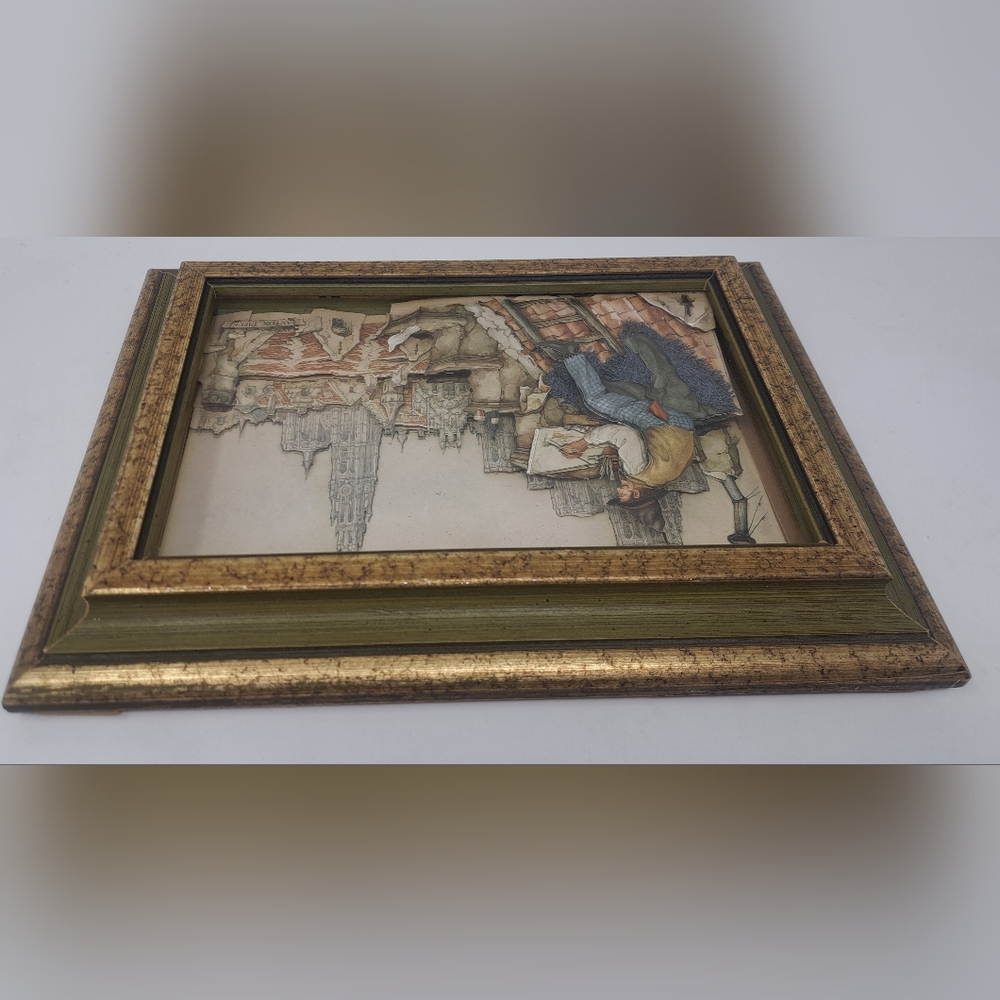 Anton Pieck 3D Relief Print Framed Dutch Art Artist Roof Vintage 1977 Shadow Box - Picture 4 of 9